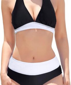 Damen Bikini Set Triangel Badeanzug Strand Lace Up Zweiteiliger Blumenmuster V Ausschnitt Bademode