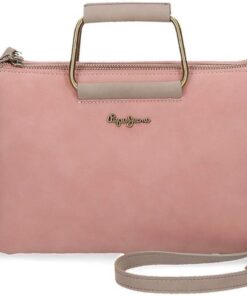Pepe Jeans Fringe Brieftasche Handtasche Rosa 25X17 cms Synthetisches Leder