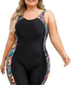 Odizli Badeanzug Damen Große Größe Kurzarm/Ärmellos Blumen Druck Kurz Rashguard Bademode Surfanzug