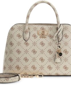 GUESS Emelie Logo 2 Comp Satchel VNO - VANILLA LOGO One Size