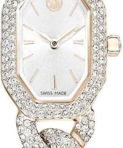 Swarovski Dextera Edelstahl Schweizer Uhr mit Kristall Armband für Damen Weiß/Roségold, Weiß/Rotgold, Klassisch