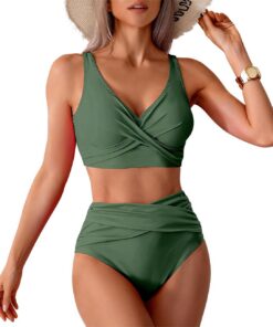 Sexy Bikini Damen Set, Überkreuztes Bademode Damen, Badebekleidung Push Up | Bikini mit Rock Bauchweg, Badeanzug Zweiteilig (Messen Sie vor dem Kauf den Hüftumfang)