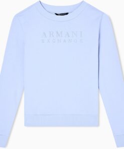 Armani Exchange Damen Long Sleeve Round Collar Front Logo Sweatshirt (1er Pack)