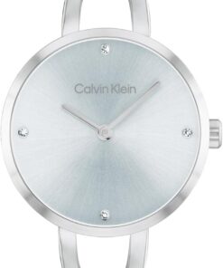 Calvin Klein Zwei-Zeiger-Quarzwerk-Uhr für Damen Kollektion Sculpted Embrace mit Edelstahl-Armreif - Erhältlich in Silber, Gold oder Bicolor