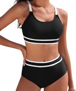 Tuopuda Bikini Damen Set Bauchweg Zweiteiliger Badeanzug High Waist Push Up Bikini-Oberteil Sport Zweiteiler Bademode Swimsuit Badebekleidung