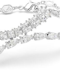 Swarovski Matrix-Ohrringe, Halskette, Armband, gemischte geschliffene klare Kristalle, Rhodium-Finish