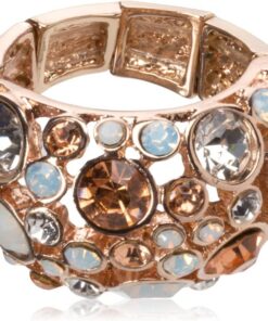GUESS Basic Ring aus Roségold, gewölbt, mit mehreren Steinen, Größe 7–9, Rotgold, Roségold, Kein Edelstein