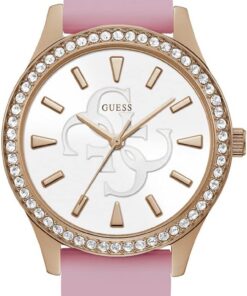 Guess Anna Damen Armbanduhr, Rosa, Silikonarmband, 3 bar Wasserdichtigkeit – 38 mm Gehäuse, modisches Design, GW0359L3 SP