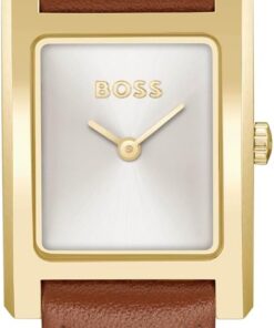 BOSS Zwei-Zeiger-Quarzwerk-Uhr für Damen Kollektion Lucy mit Edelstahlarmband oder Lederarmband, und Rechteckigem Gehäuse