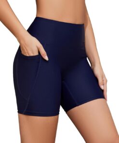 SHEKINI Damen Badeshorts Hohe Taille Badehose Schnell Trocknendes Sporty Kurze Leggings Bikinihose Radlerhose Schwimmhose Strandhose