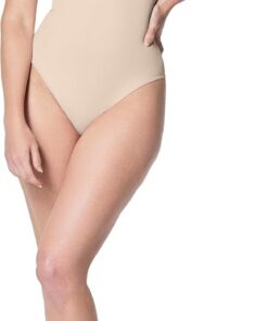 Spanx Damen Spanx Seamless Power Thong Bodysuit Nahtloser, weicher, hautfarbener Tanga-Body (1er Pack)