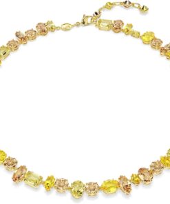 Swarovski Gema Halskette, Mischschliff, Gelb, 18 Karat Vergoldet