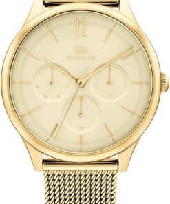 Tommy Hilfiger Multi Zifferblatt Quarz Uhr für Damen mit Goldfarben Edelstahl-Mesh-Gliederarmband - 1782458
