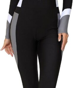 SEAUR Damen Einteiliger Badeanzug Surfanzug mit Reißverschluss Rashguard Schwimmanzug mit Bein Sonnenschutz Slim Fit Bademode