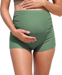SHEKINI Schwangerschafts-Badehose für Frauen - Hoher Bund mit Elastik, Bauchstütze, Schnelltrocknend, Schwangerschaftsbademode, Neuheit 2026