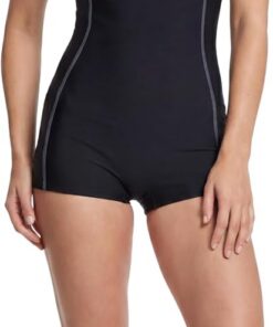 Aquarti Damen Badeanzug mit Bein Soft‑Cups | Schwimmanzug