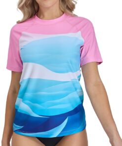 Damen Schwimmshirt Rashguard Kurzarm – UV-Schutz 50+ für Strand & Wassersport, Schnelltrocknend, 4-Wege-Stretch, Atmungsaktiv, Leichtes Material für Schwimmen, Surfen & SUP