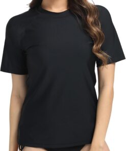 UV Shirt Damen Kurzarm UPF 50+ Schwimmshirt Schnelltrocknen Rundhals Badeshirt S-XXXL