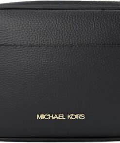 Michael Kors Jet Set Small Pebbled Leather Camera Crossbody Bag Black