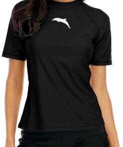 Halcurt UV Shirt Damen Rash Guard Kurzarm UPF 50+ Schnell Trocknender S-XXL | Sonnenschutz Schwimmshirt, Atmungsaktiv, Nur Schwimmoberteil, Raglan Ärmel