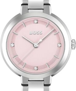 BOSS Uhr mit DREI-Zeiger-Quarzwerk für Damen Kollektion Sena mit Silbernes Edelstahlarmband - 1502757