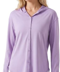 Damen UV schutzkleidung Langarmshirt Schnell Trocknende UPF 50+ Sun Hoodie Button Up Tops Shirts