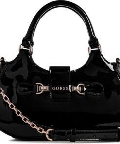 GUESS Borsa a mano/tracolla Nolana small girlfriend satchel nero vernice B25GU157 PG950005