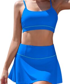 SHEKINI Damen Bauchkontrolle Bikini Sets U-Ausschnitt Badeanzug High Waisted Swim Rock