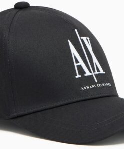 Armani Exchange Women's Icon, Tone on Tone Embroidered Logo Baseball Cap, Black, TU