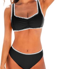CUPSHE Bikini Damen Set Herzausschnitt Verstellbare Träger Mid Waist | Mittlerer Bund, Bequeme Passform, Sicherer Halt, Für Strand und Pool,,Bademode Swimsuit