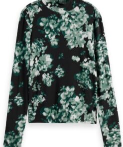 Scotch & Soda Damen All Over Printed Slim-fit Ls T-Shirt T-Shirt