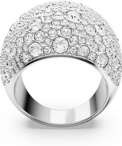 Swarovski Sublima Luna Rhodinierter Mond Cocktailring für Damen, Größe 52, Weiß, Einheitsgröße, Messing, Kristall, Einheitsgröße, Messing, Kristall