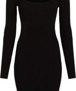 Karl Lagerfeld Jeans Damen Long Sleeve Knitted Logo Dress