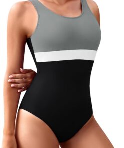 Sport Badeanzug Damen Shape Badeanzüge mit Cups Bauchweg Schwimmanzug Sexy Einteilige Chlorbeständig Swimsuit für Wassersport Strandmode