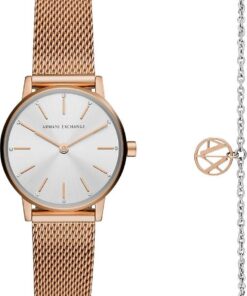 Armani Exchange Watch for Women, Quarz-Zweizeigerwerk und 28 mm Gehäusegröße mit Edelstahlarmband