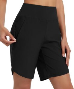 baleaf Damen 9" Badeshorts lang Schwimmen Boardshorts Reißverschlusstaschen Badehose Schnell Trocknend Schwimmhose UPF50+ UVA Bermudashorts Knielang