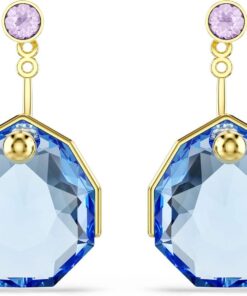 Swarovski Gema Ohrring-Jackets, Blau, Goldlegierungsschicht