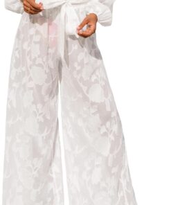 CUPSHE Damen-Badeanzug, weites Bein, selbstbindend, elastische Taille, durchscheinend, fließend, Strand, Sommerhose 2024