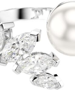 Swarovski Mesmera Offener Ring, Crystal Pearl, Marquise-Schliff, Weiß, Rhodiniert
