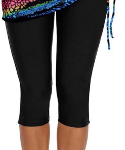 Ecupper Badehose Damen Lang Schwimmhose Capri Badeleggings Mit Rock Schwimm