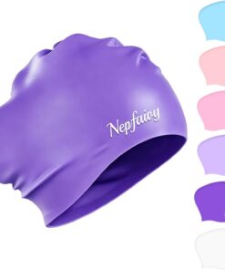 Nepfaivy Badekappe für Kinder mit Langen Haaren - Rutschfeste Silikon Badehaube für Mädchen & Jungen | Ohne Druckstellen, perfekt für dicke Zöpfe & Locken | Dehnbare Schwimmkappe für Kinder 6-12 Jahre