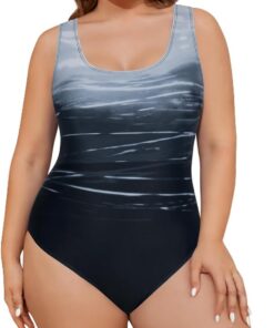 SHEKINI Einteiliger Badeanzug für Damen mit überkreuztem Rücken Bauchkontrolle Übergröße