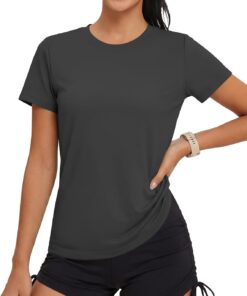 MAGCOMSEN Sportshirt Damen UV Shirt Kurzarm Sport Shirts Basic Funktionsshirt Fitness Wandershirt Yoga UV-Schutz Wasser