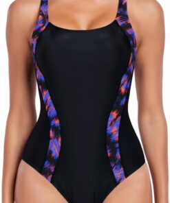 Badeanzug Damen Sport mit Cups Einteilige Bademode Shape Badeanzug Damen Bauchweg
