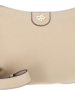 DKNY Leder Umhängetasche Abendtasche Carol Saddle Crossbody Bag Jute beige
