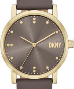 DKNY Damen Analog Quarz Uhr mit Nylon Armband NY6691, braun