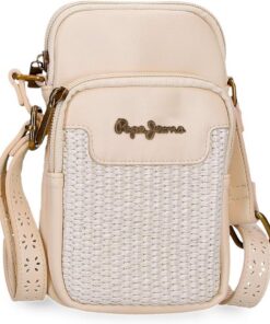Pepe Jeans Clara Rucksack, Handtasche, Umhängetasche in Beige und Rosa, aus Polyester und PU, von Joumma Bags.