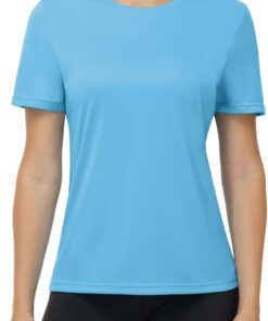 UV Shirt Damen Kurzarm, UPF 50+ Sonnenschutz Funktionsshirt Atmungsaktiv Schnelltrocknend Schwimmshirt Sportshirt Leicht Weich Rashguard für Gym Fitness Yoga Laufen Outdoor