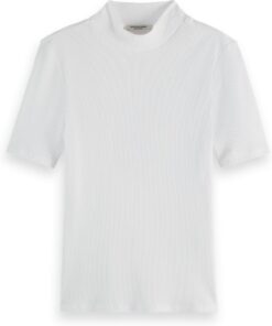 Scotch & Soda Damen Rib Mock Neck T-Shirt