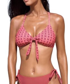 CUPSHE Damen Bikini Set Zweiteilige Vorderer Knoten Hasenband Kreuzrücken Selbstbindend Retro Badeanzug